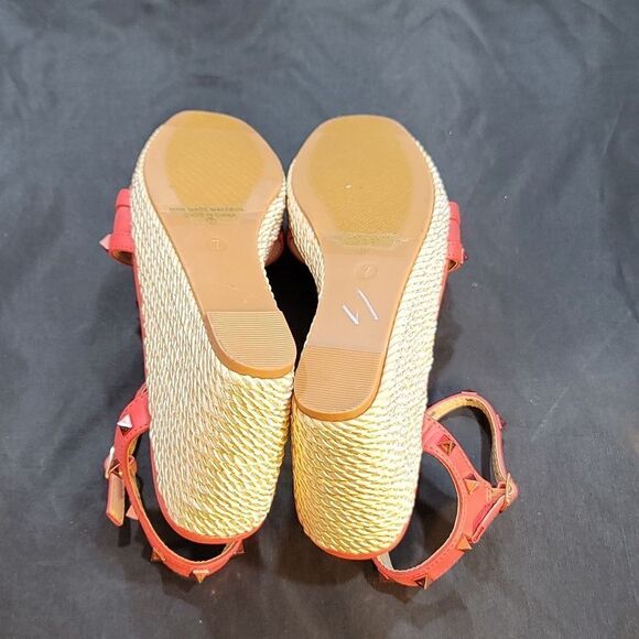 BRAND NEW NATURE BREEZE Tally-04 PINK STUDDED OPEN TOE ESPADRILLE WEDGE S2 - Picture 10 of 16